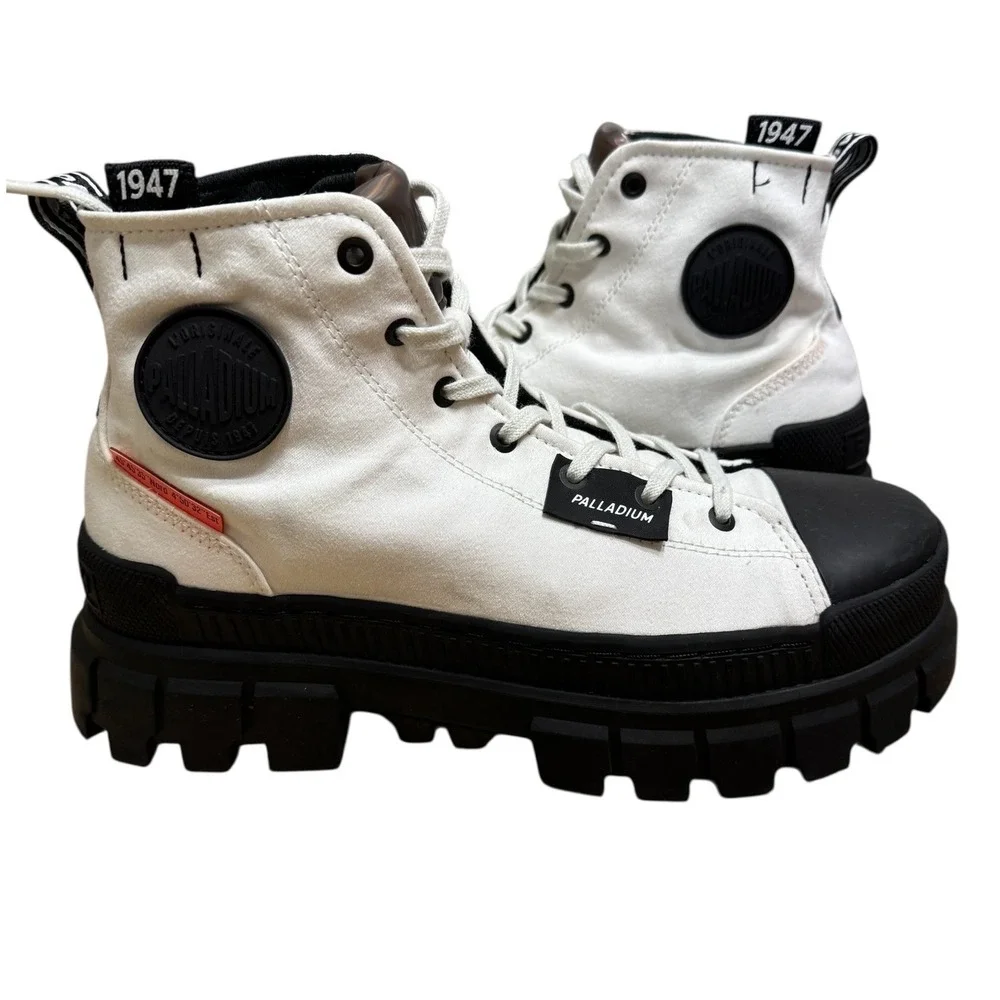 Palladium Revolt Hi TX White Black Platform Lug Sole Boots High Top 1947 grunge